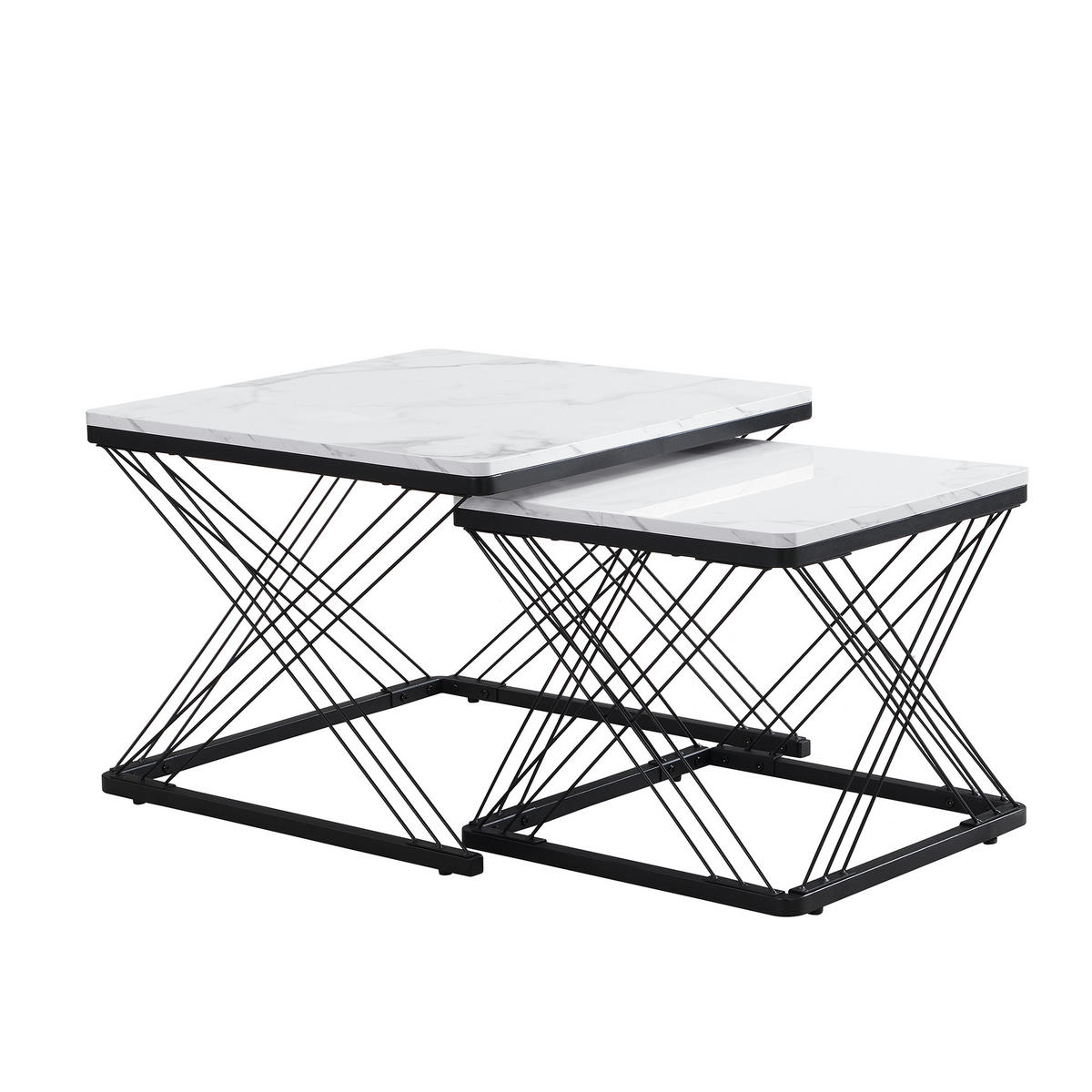 COUCHTISCH Schwarz/Weiß 2er-Set 60/60/45 cm und 45/45/40 cm - Schwarz, Holzwerkstoff (60/60/45cm) - PANGIVO