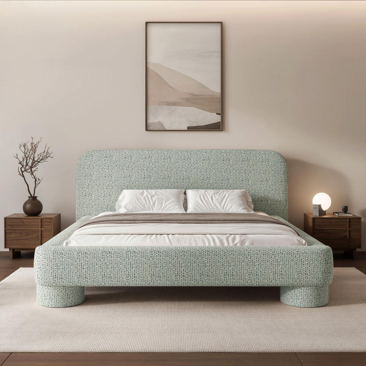 ČALOUNĚNÁ postel Fredo, 180x200 cm - šalvějově zelená/světle zelená, kompozitní dřevo/textil (180/200cm) - Selsey