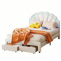 POLSTERBETT 140x200 cm in Weiß mit LED, Schublade Jugendbett aus Samt - Weiß, Textil/Metall (90/200cm) - PARAFTA HOME