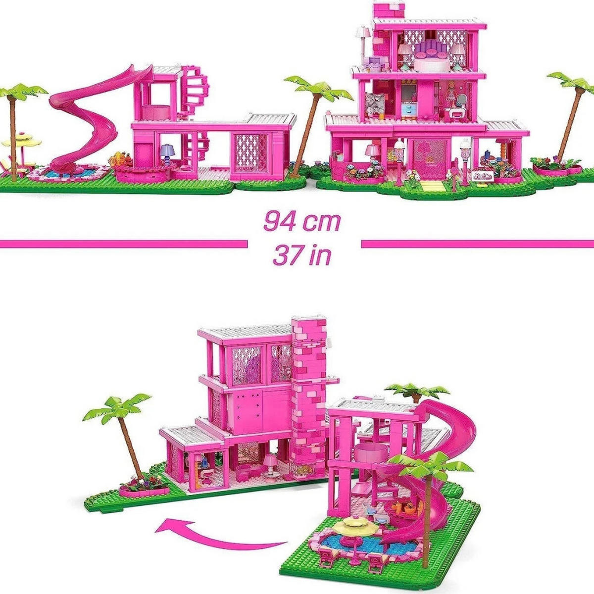 PUPPENHAUS Barbie Movie Traumvilla Bauset 1795 Teile, Puppenvilla, Spielhaus, Bausteinset, Barbie Haus, Spielzeug Set, Rollenspiel, Sammler Set - Pink, Kunststoff (50/30/30cm) - Barbie
