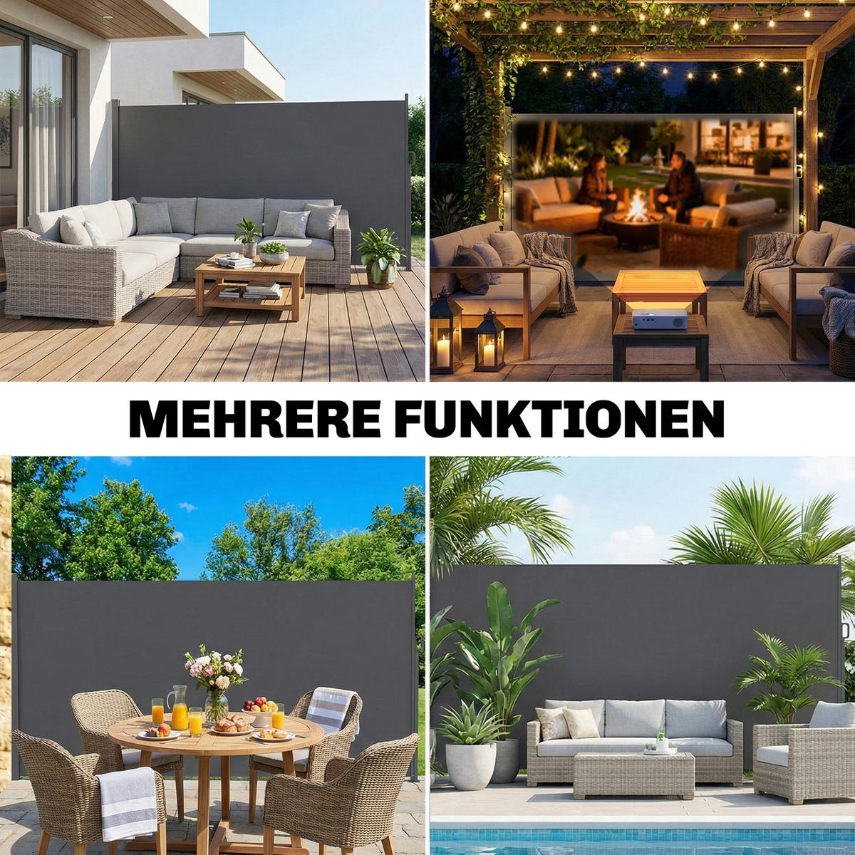 SEITENMARKISE Aluminium Polyester Dunkelgrau - Dunkelgrau, Metall (5/185/420cm) - Outsunny