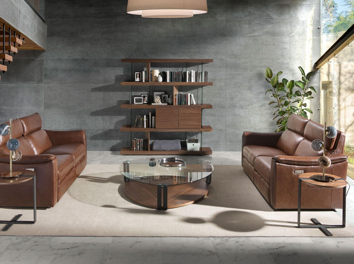 ECKTISCH Runder Nussbaum und schwarzer Stahl Ø50/52 cm - Nussbaumfarben/Walnussfarben, Holz/Holzwerkstoff (50/50/52cm) - ANGEL CERDA