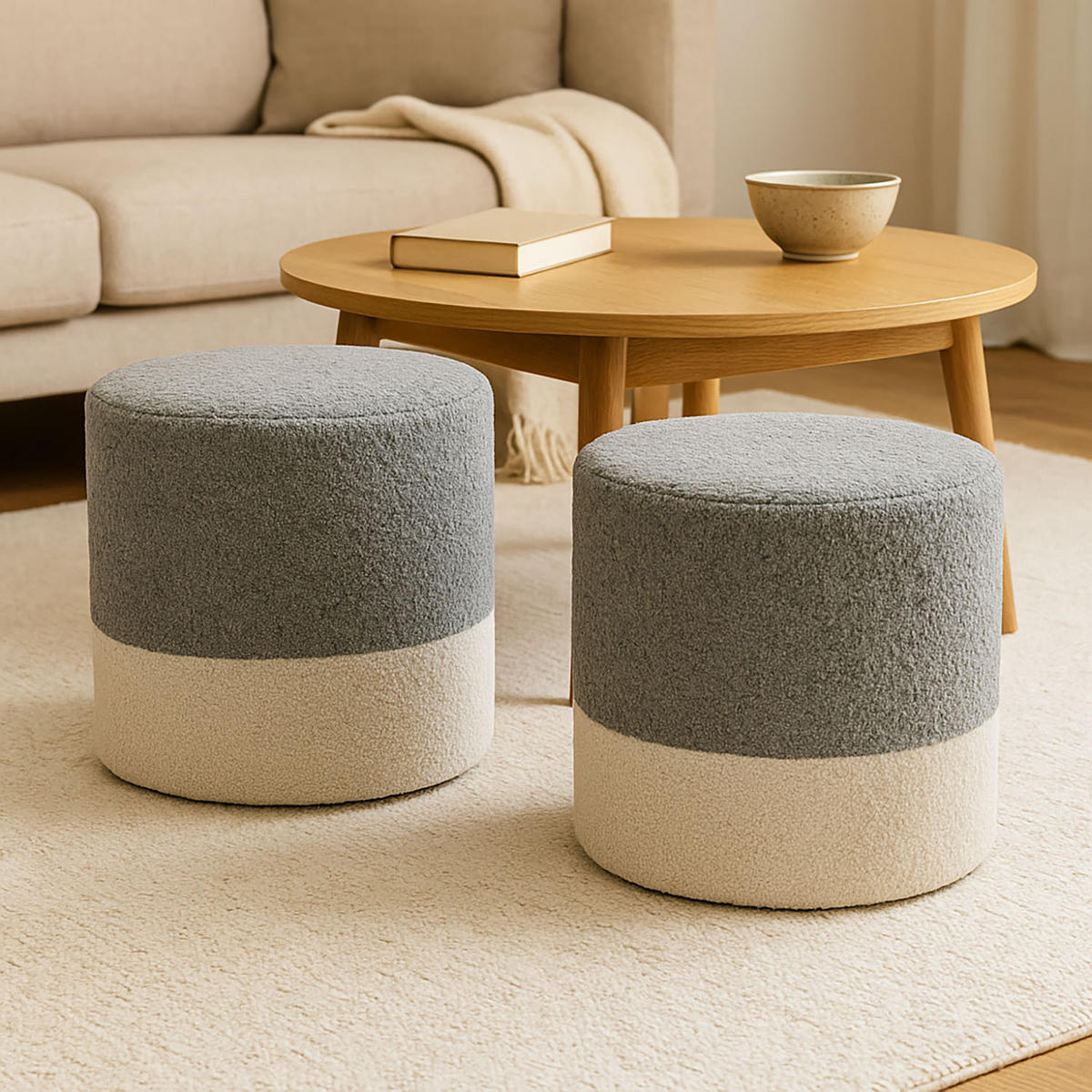BOUCLE zweifarbig 35/35/34 cm - Grau, Textil (35/34/35cm) - Home Styling Collection