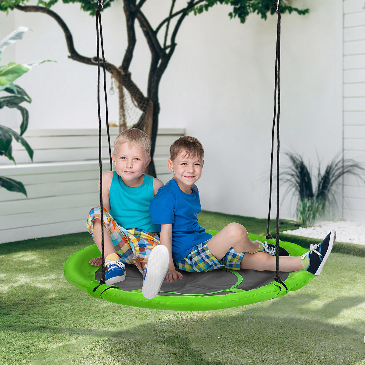 KINDER Nestschaukel - Schwarz/Grün, Kunststoff/Metall (110/110cm) - Outsunny