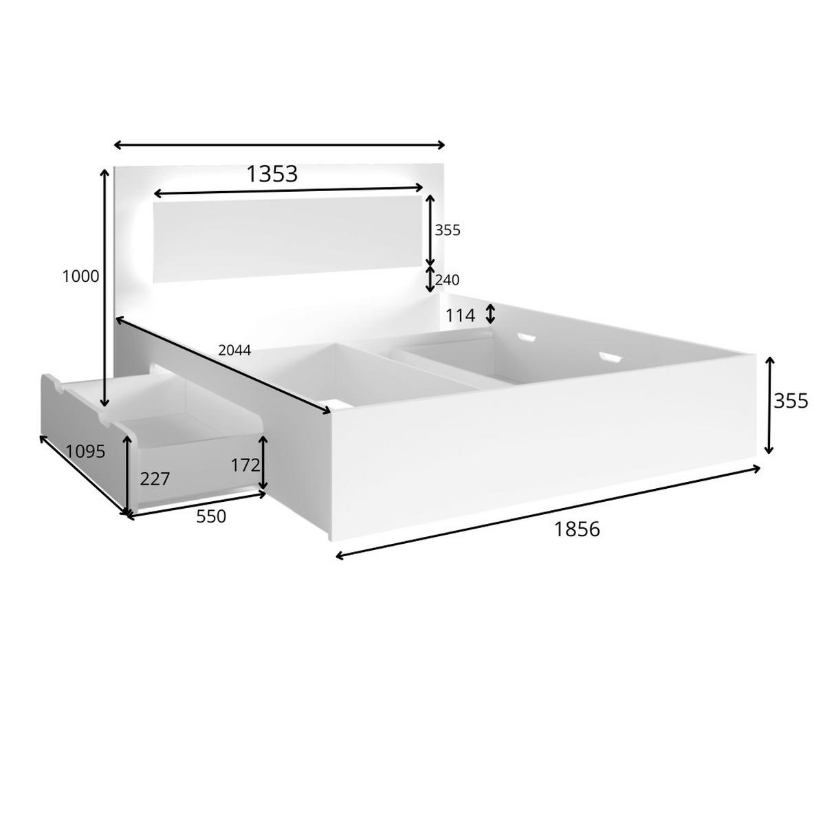 BETT TORVAN – 180×200 cm - mit lattenrost und Schubladen Portland Eiche - Eichefarben, Holzwerkstoff (180/200cm) - Milaros Markt