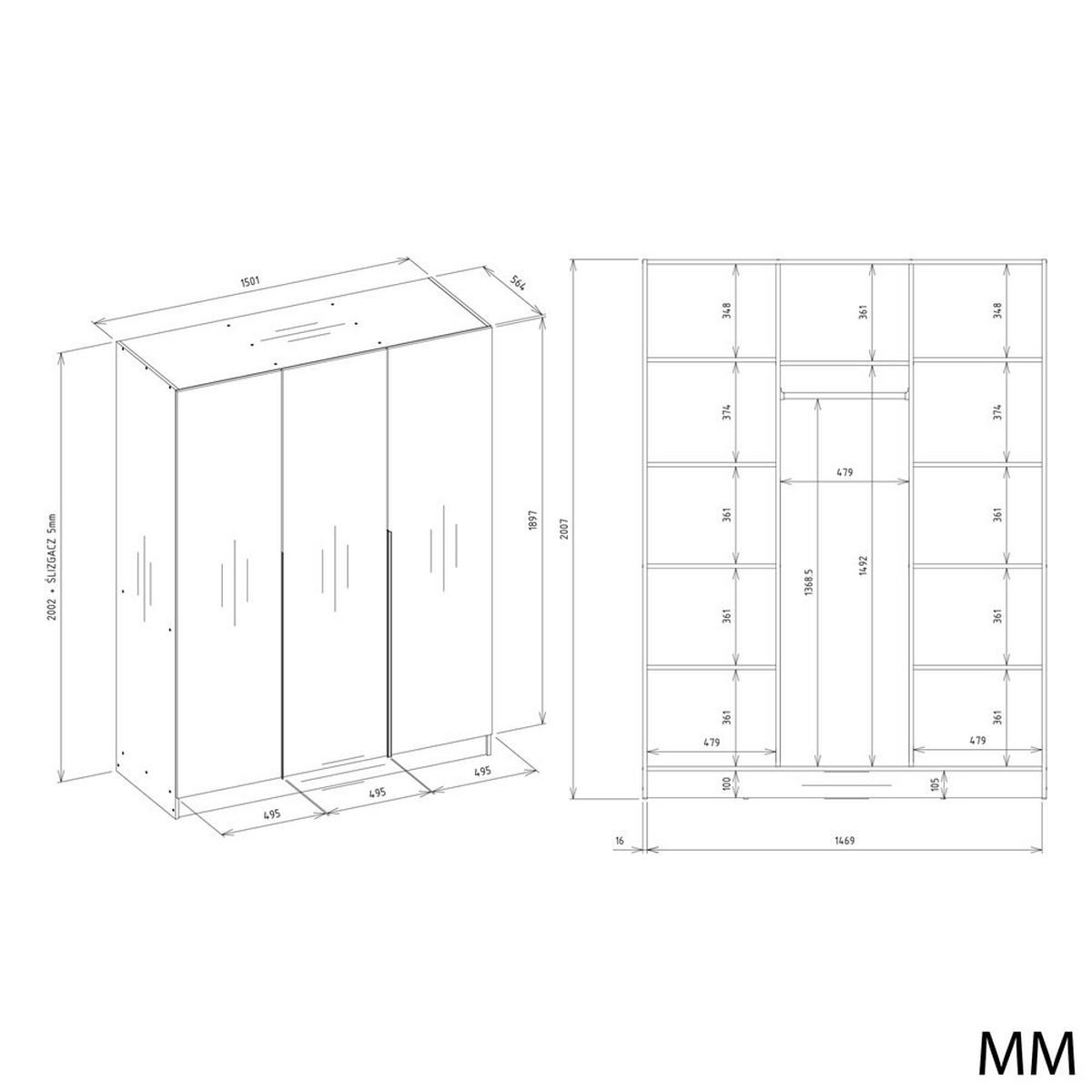 SKRIŇA NA OBLECENIE - kašmírová, kompozitné drevo (150/200/56cm) - RAUMHIRSCH FURNITURE