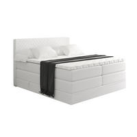 BOXSPRINGBETT mit Matratze H3|H4 und Lattenrost - VEXA KING-160x200 - Weiß - Weiß, Holzwerkstoff (160/200cm) - ALTDECOR