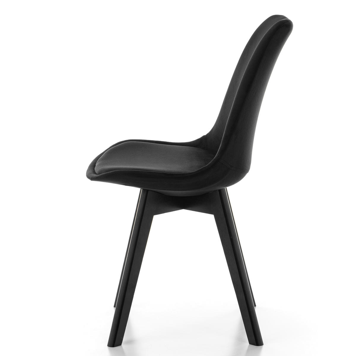 STUHL Dublin modern schwarz, schwarze Holzbeinen - Veloursstoff und Polsterschaum - Schwarz/Naturfarben, Holz/Textil (50/83/54cm) - NEW HOME