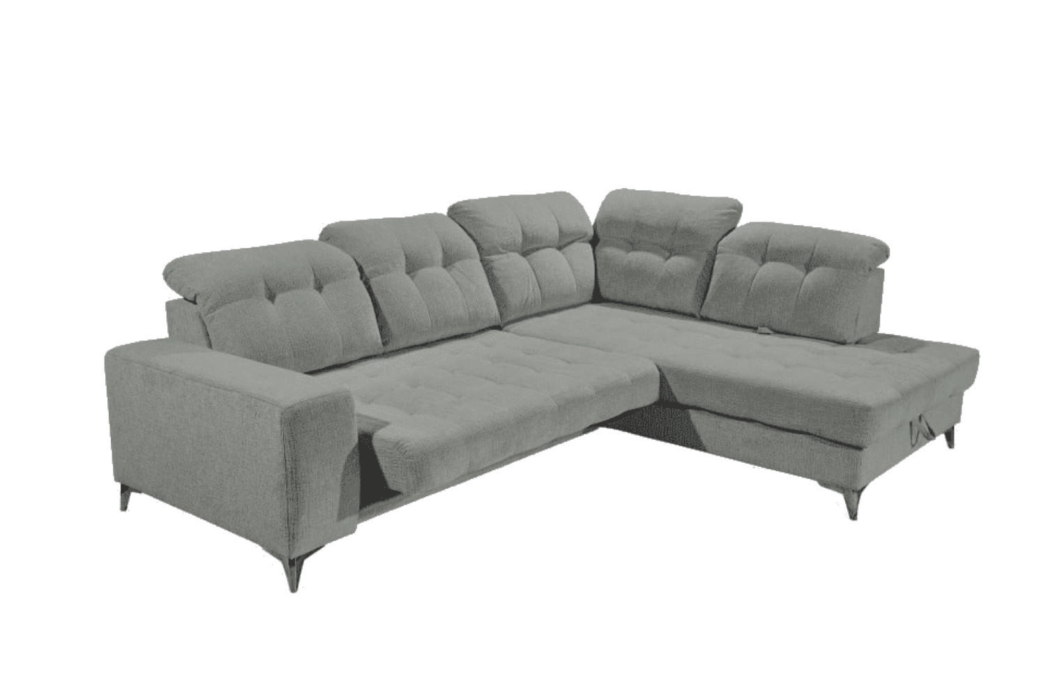 ECKSOFA mit elektronischem Sitzvorschub, Bettkasten und USB-Anschluss - Anthrazit/Schwarz, Textil/Metall (220/289cm) - ed exciting design