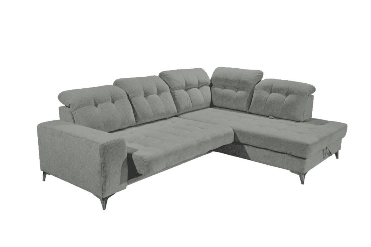 ECKSOFA mit elektronischem Sitzvorschub, Bettkasten und USB-Anschluss - Anthrazit/Schwarz, Textil/Metall (220/289cm) - ed exciting design