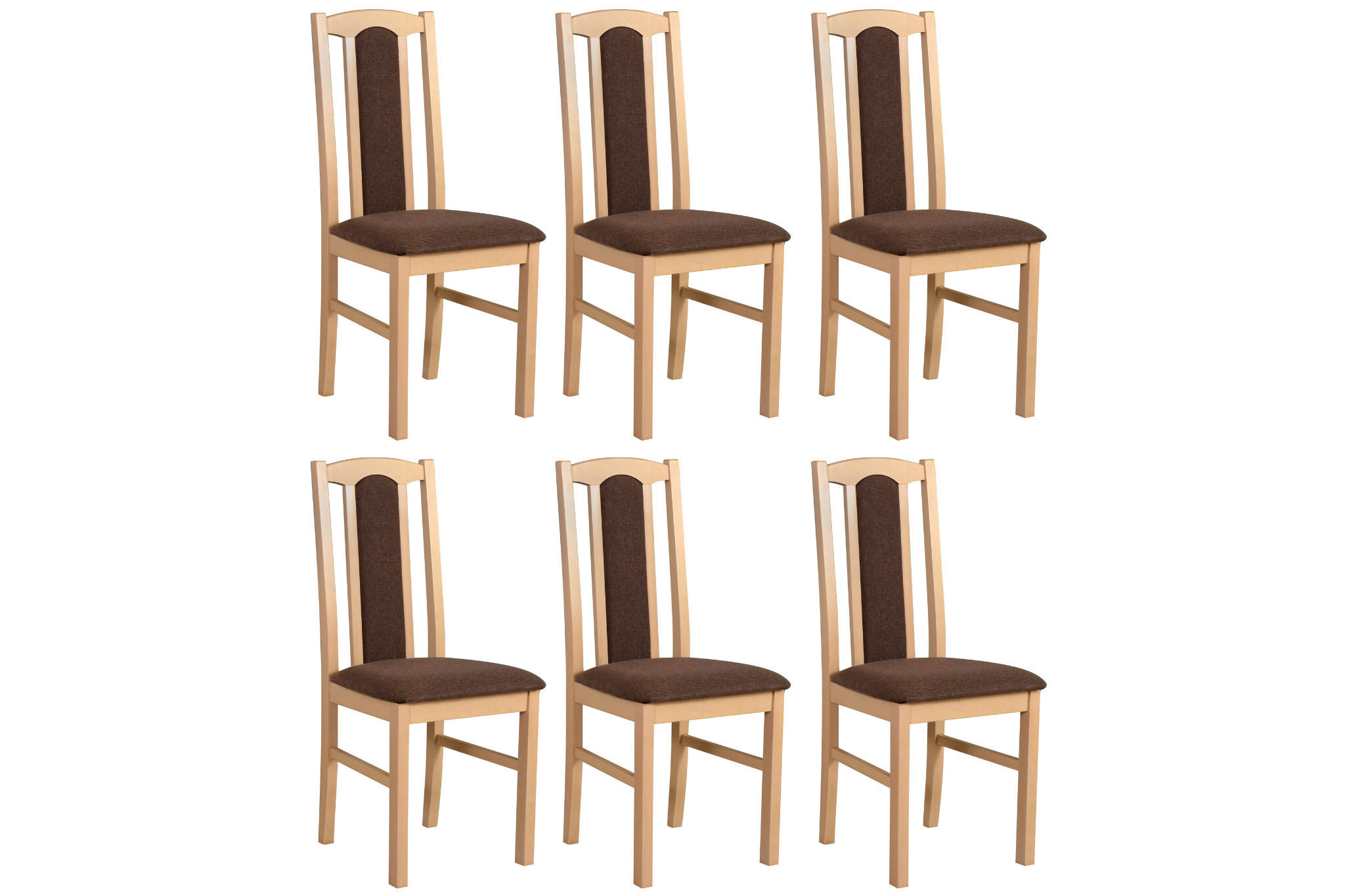 ESSZIMMERSTUHL – Set 6x Bos 7 Sonoma, soro 28 - Braun/Sonoma Eiche, Holz (43/96/40cm) - Leaf Design