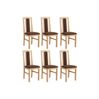 ESSZIMMERSTUHL – Set 6x Bos 7 Sonoma, soro 28 - Braun/Sonoma Eiche, Holz (43/96/40cm) - Leaf Design