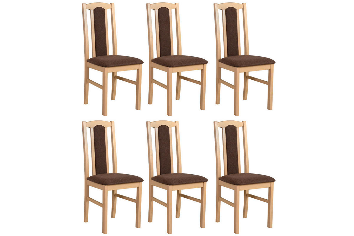 ESSZIMMERSTUHL – Set 6x Bos 7 Sonoma, soro 28 - Braun/Sonoma Eiche, Holz (43/96/40cm) - Leaf Design
