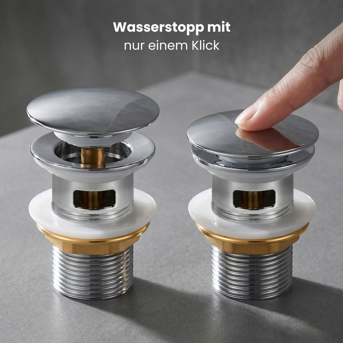 CLICK-CLACK-ABLAUFVENTIL Chrom - Silberfarben, Metall (6.6/10.2/10.2cm) - Akord