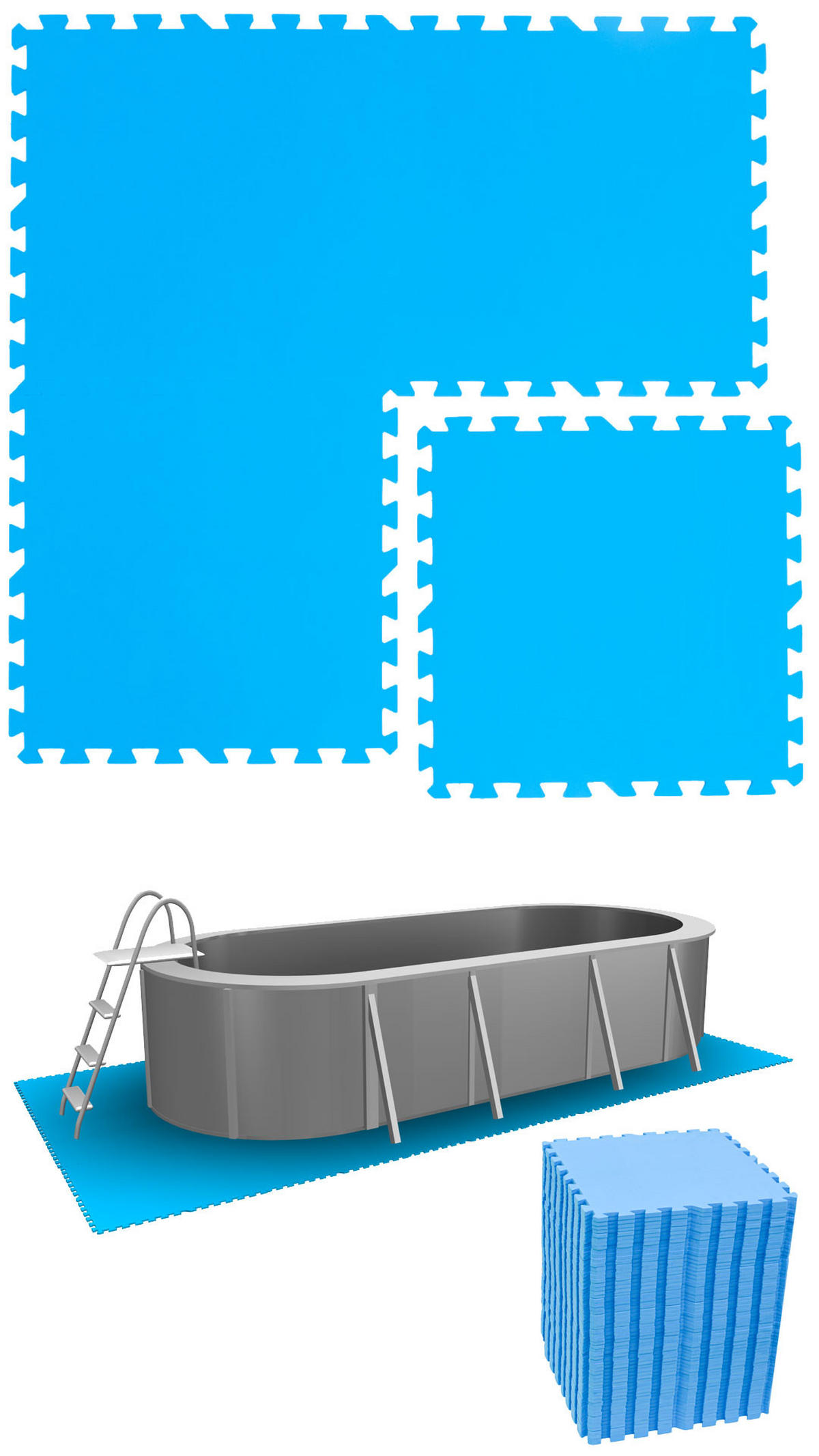 POOLMATTEN 14m² 60 EVA Matten 50 cm Blau - Blau, Kunststoff (50/50cm) - eyepower