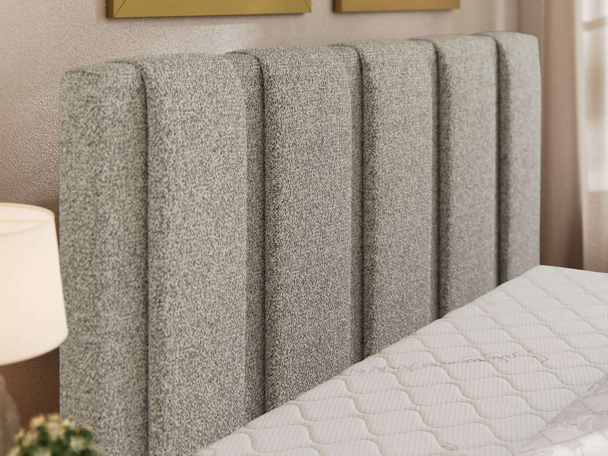 ČALOUNĚNÁ POSTEL SAVINO CLASSIC 140/200 - Světle šedá Strukturovaná látka - s pěnovou matrací - černá/světle šedá, textil/plast (140/200cm) - MKS