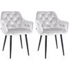 ARMLEHNENSTUHL 2er Set Samt grau - Schwarz/Grau, Textil/Metall (59/82/62cm) - CLP