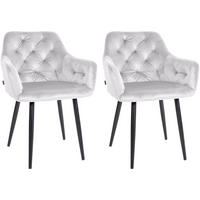 ARMLEHNENSTUHL 2er Set Samt grau - Schwarz/Grau, Textil/Metall (59/82/62cm) - CLP