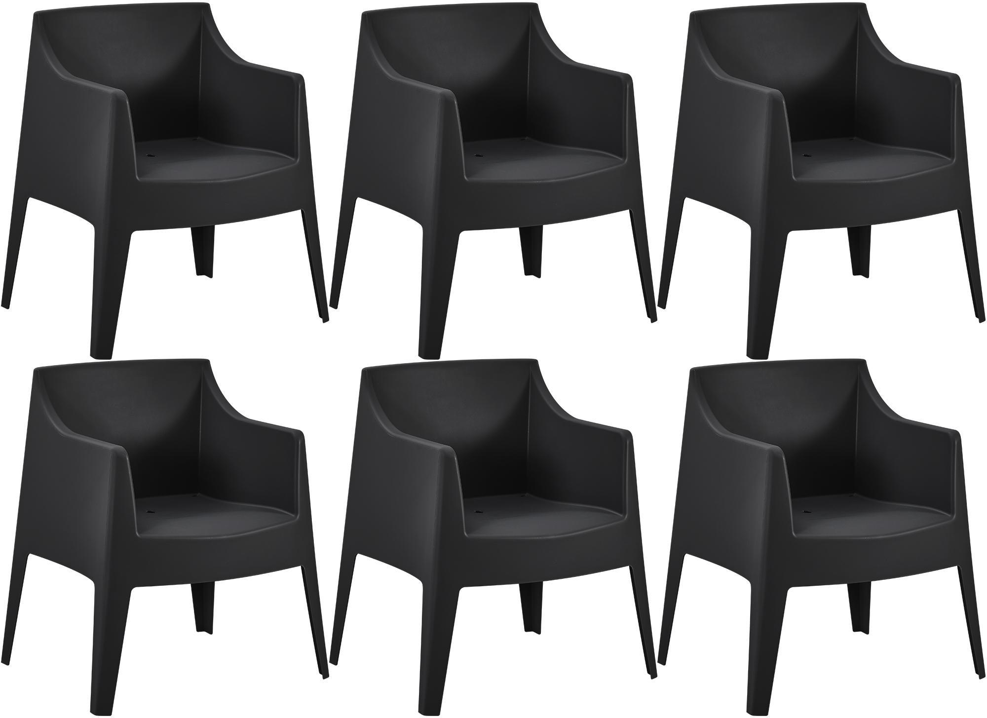 GARTENSTUHL Henri 6er Set 73x57x78cm Kunststoff Schwarz Stapelstuhl - Schwarz, Kunststoff (73/78/57cm) - DELUKE