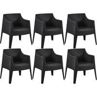 GARTENSTUHL Henri 6er Set 73x57x78cm Kunststoff Schwarz Stapelstuhl - Schwarz, Kunststoff (73/78/57cm) - DELUKE