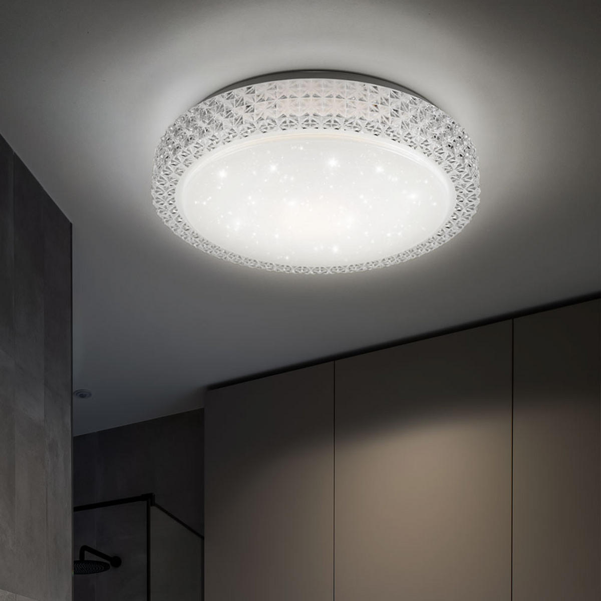 LED DECKENLEUCHTE Weiß Sternenhimmel Effekt - Weiß, Metall (40/40/11cm)