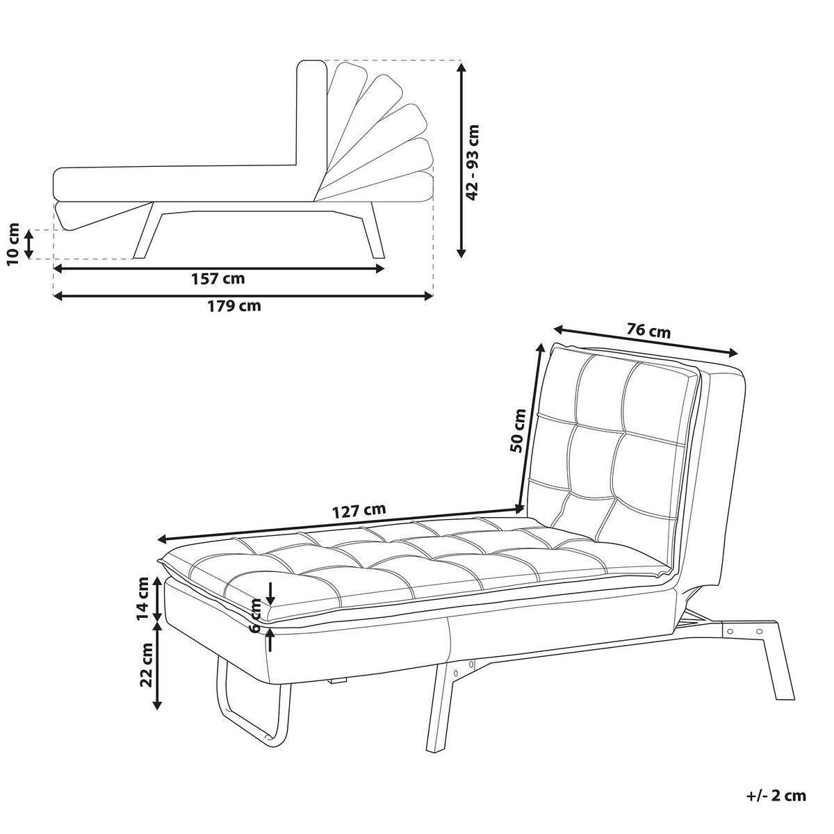 ČALOUNĚNÉ LEHÁTKO CHAISE LONGUE Látka Béžové Loiret - béžová, textil (179/93/76cm) - Beliani