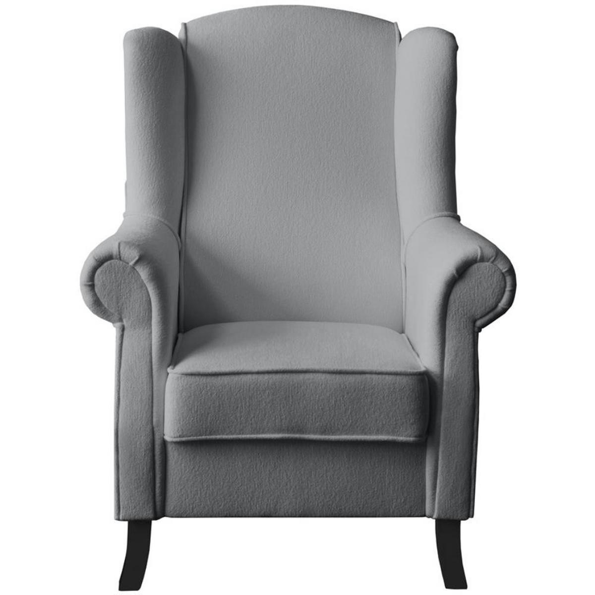 OHRENSESSEL Leonardo grau boucle-stoff - Grau, Holz/Textil (88/118/86cm) - Beautysofa