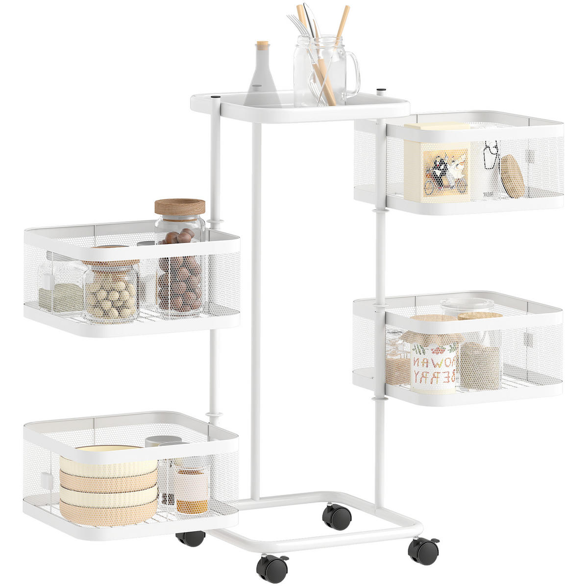 SERVIERWAGEN DE-12494 33/33/77 cm Weiß - Weiß, Metall (33/77/33cm) - ComfortXL