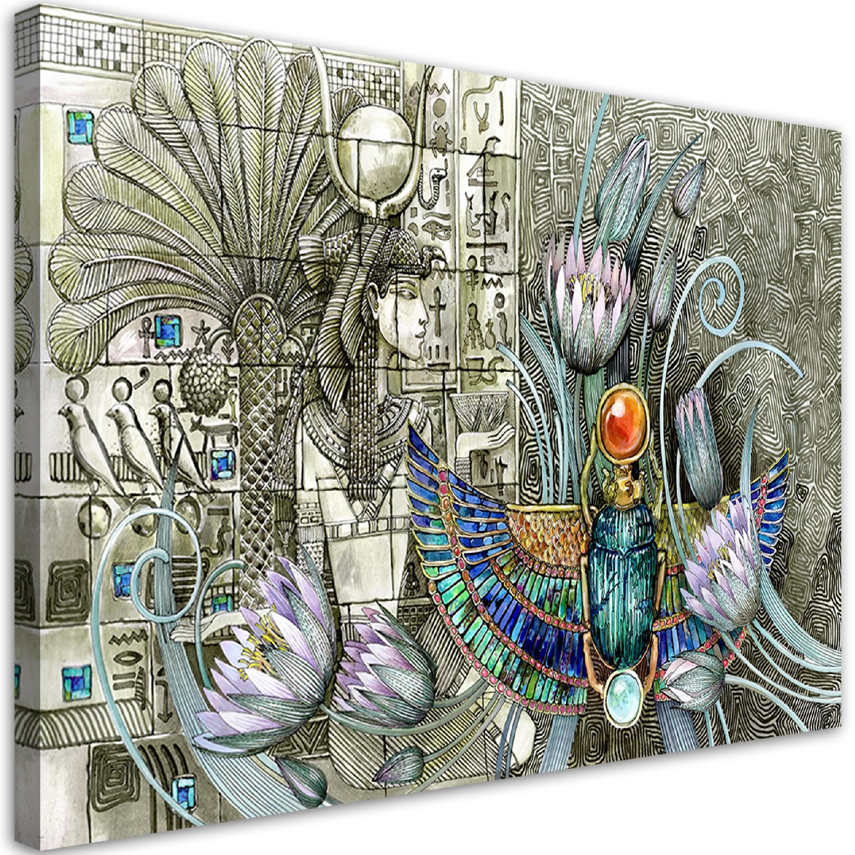 WANDBILD ägyptische hieroglyphen und skarablen - Beige, Textil (60/40cm) - Feeby