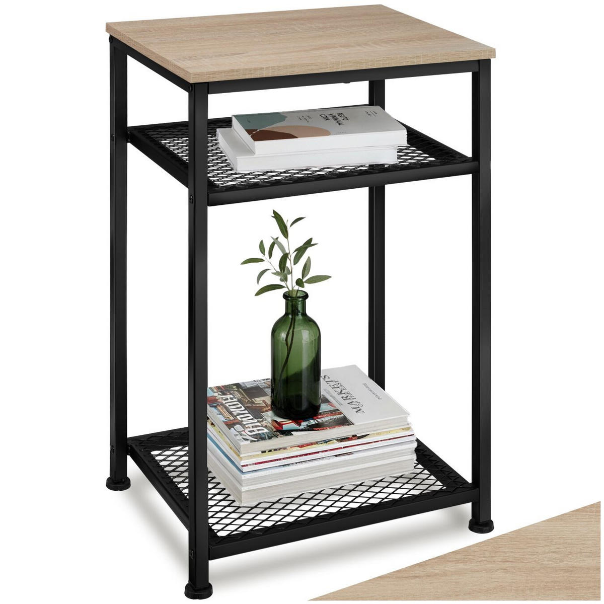 BEISTELLTISCH York,45,5 x 36 x 75,5 cm,Industrial Holz hell, Eiche Sonoma - Naturfarben, Holz (36/45.5/75.5cm) - tectake