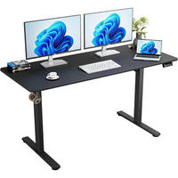 SCHREIBTISCH elektrisch höhenverstellbar 140 x 60 cm Schwarz - Schwarz, Metall (60/140/73cm)