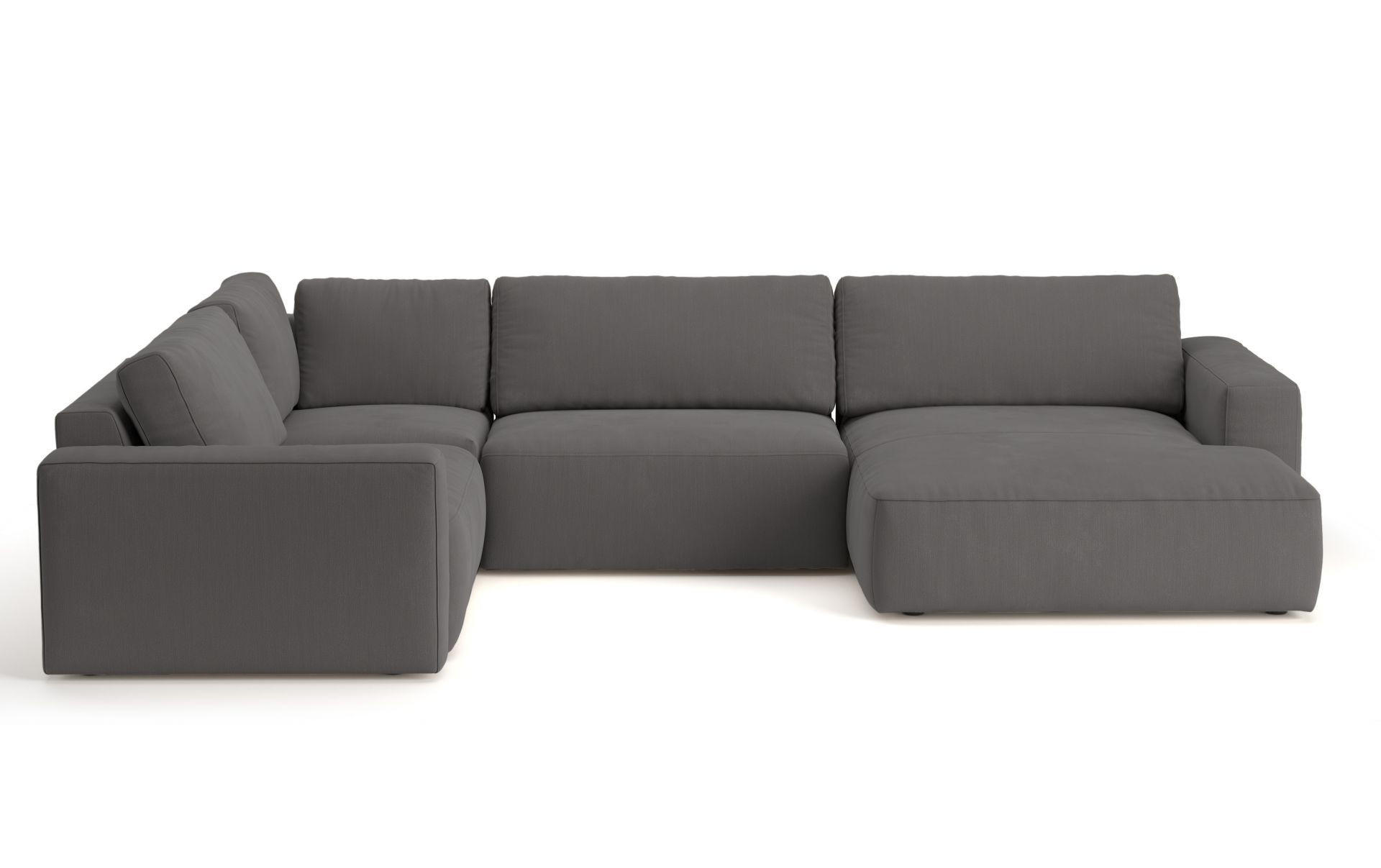 WOHNLANDSCHAFT mit wasserabweisendem Stoff - Dunkelgrau/Anthrazit, Holz/Kunststoff (367/89/249cm) - Cotta