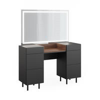 SCHMINKTISCH Anika Anthrazit 120 cm mit LED-Spiegel - Anthrazit/Walnussfarben, Holzwerkstoff (120/80/40cm) - Vicco