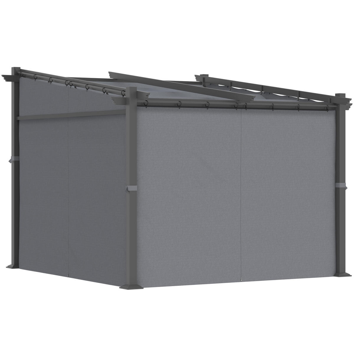PERGOLA, inklusive Befestigungsmaterial, ausziehbares Dach, 2.,97 m x 2,95 m x 2,3 m, Dunkelgrau - Dunkelgrau, Metall (297/230/295cm)