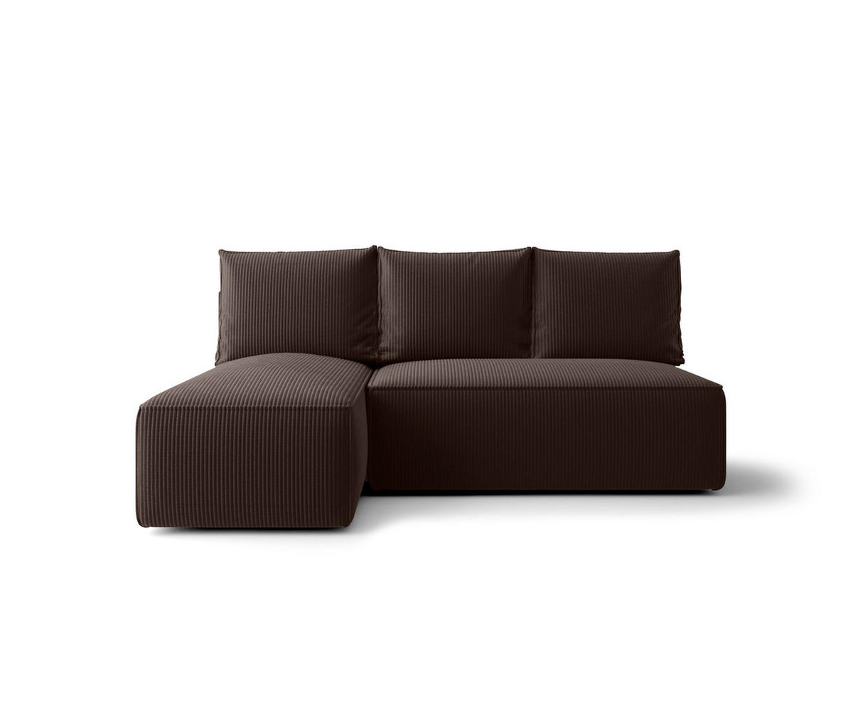 ECKSOFA mit Schlaffunktion SAVIO MINI Poso 06 Links - Braun, Textil (200/140cm) - Bedante
