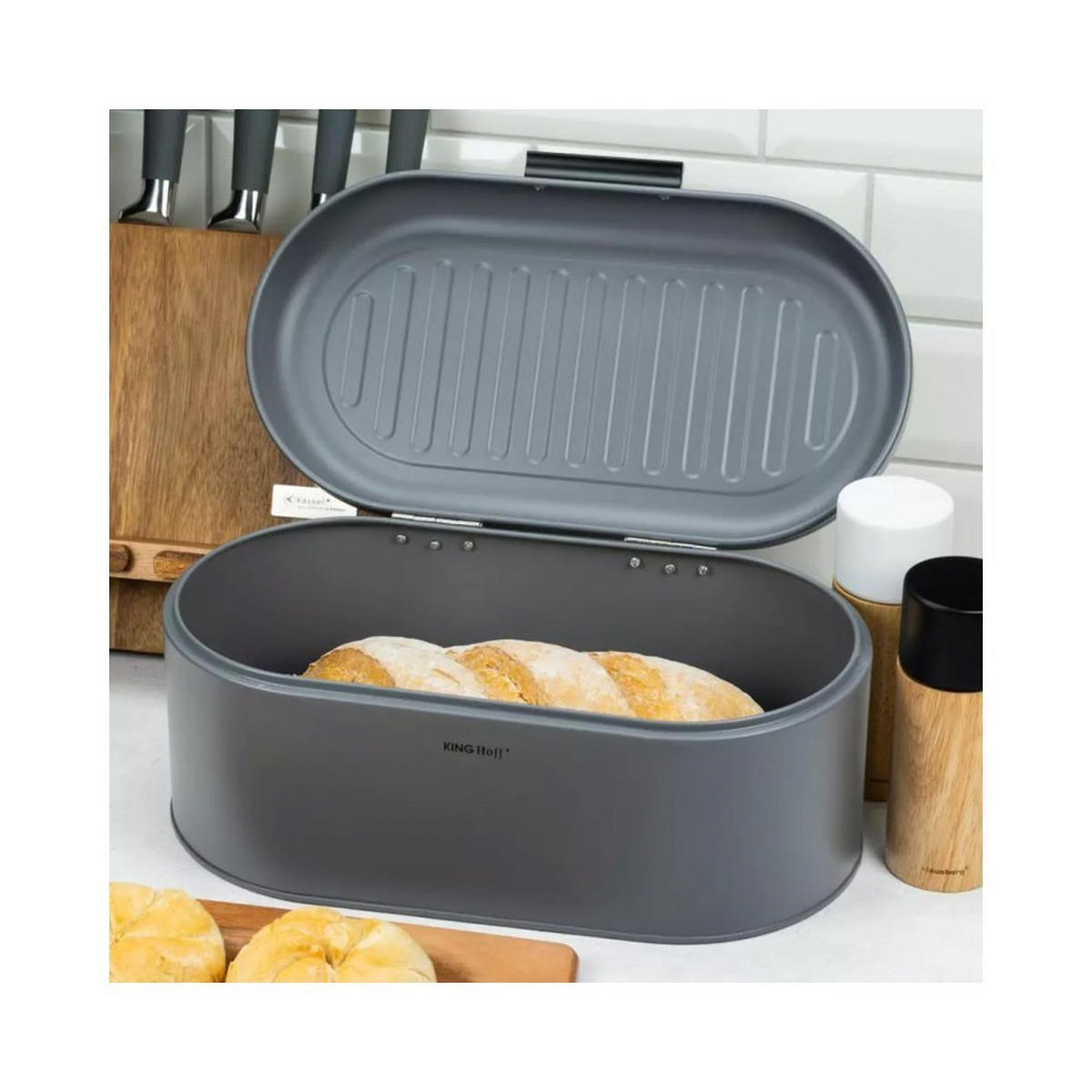 BROTKASTEN Silber 34/20/15.5 cm KH1712 - Silberfarben, Metall (20/15.5/34cm) - Kinghoff 