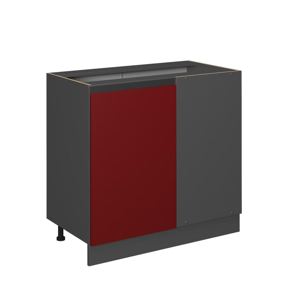 ECKUNTERSCHRANK R-Line Rot 86 cm J-Shape, ohne AP - Anthrazit/Rot, Holzwerkstoff (86/81.6/46cm) - Vicco