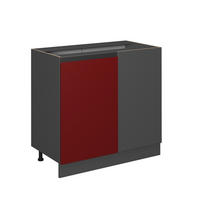 ECKUNTERSCHRANK R-Line Rot 86 cm J-Shape, ohne AP - Anthrazit/Rot, Holzwerkstoff (86/81.6/46cm) - Vicco