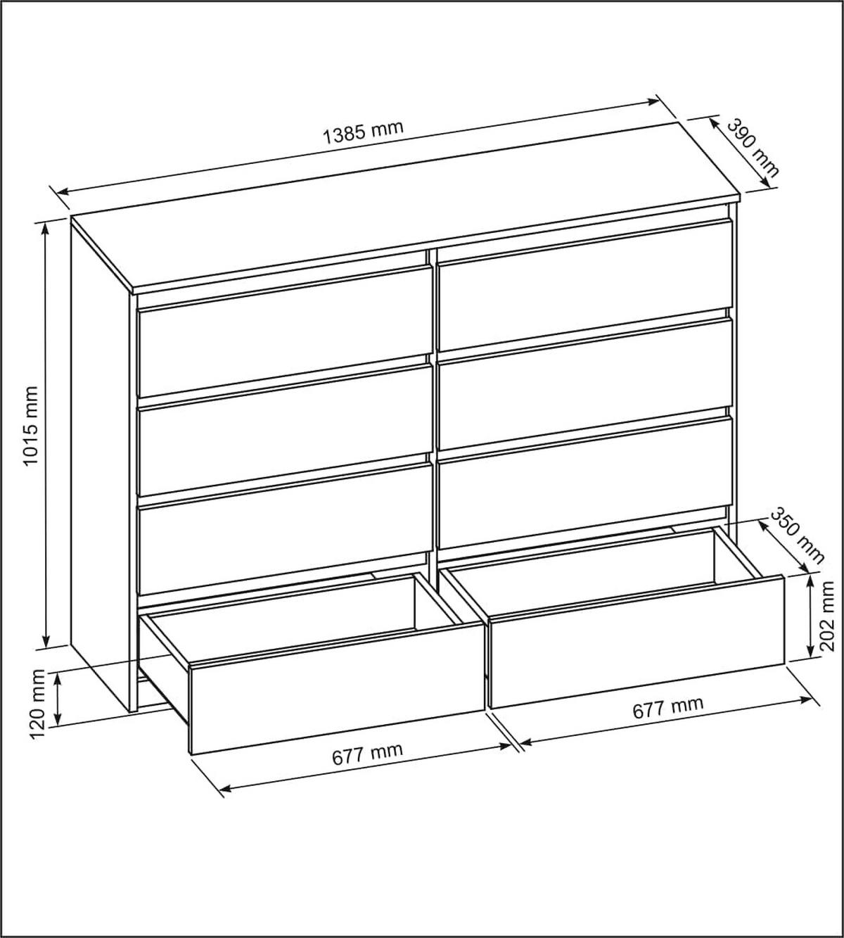KOMMODE 140 Weiß & Sonoma oak 138,5x39x101,5 cm - Weiß/Sonoma Eiche, Holzwerkstoff (138.5/101.5/39cm) - Mobelsta