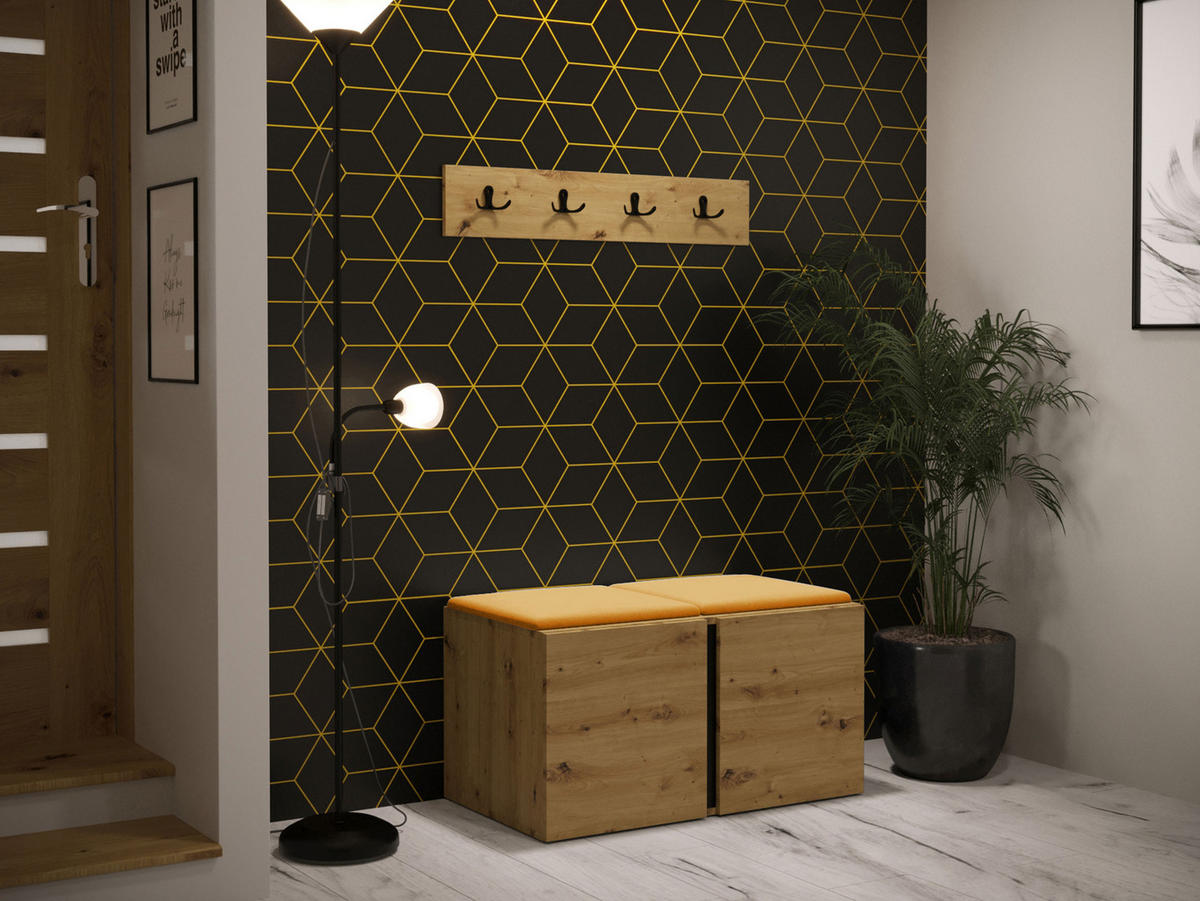 GARDEROBEN-SET Orion VI - Eiche Artisan/Orange, Holzwerkstoff/Kunststoff (84/42/46cm) - MIRJAN24