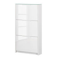 SCHUHKIPPER - MDF - Weiß Hochglanz, Glas/Holzwerkstoff (64/120/18cm) - home24