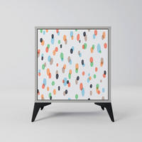 SIDEBOARD ENERGETIC SPOTS, Grau, 57,5x42x70,5 cm, Schwarze Metall-Sternfüße - Multicolor/Schwarz, Holzwerkstoff/Metall (57.5/70.5/42cm) - SpaceRebels
