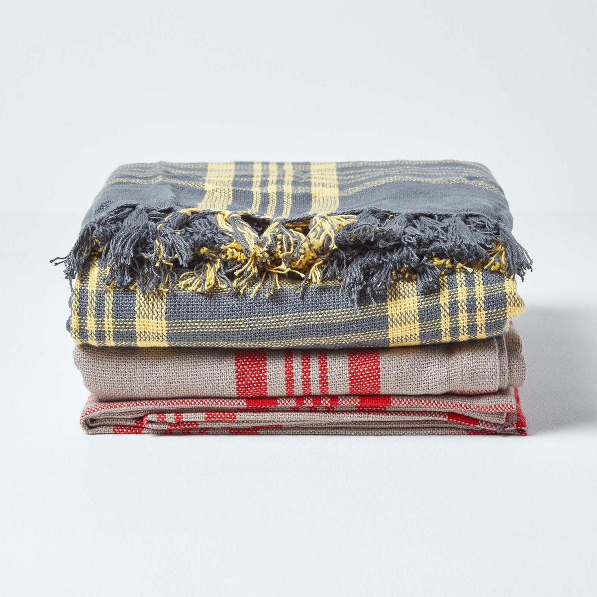 ÜBERWURF 255/360 cm, Schottenkaro, 100% Baumwolle - Gelb, Textil (255/360cm) - Homescapes