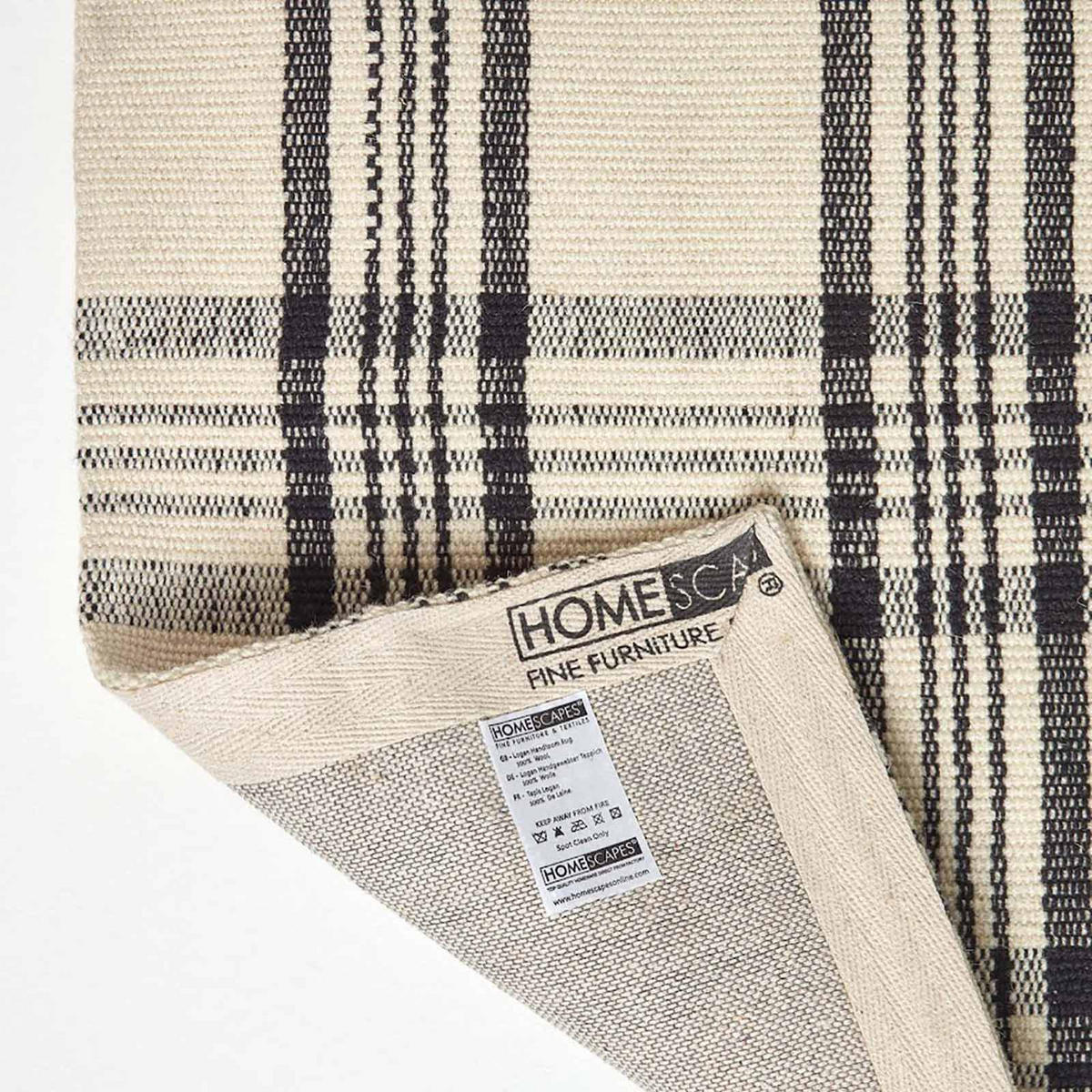 HANDWEBTEPPICH Logan kariert 70/120 cm - Schwarz, Textil (70/120cm) - Homescapes