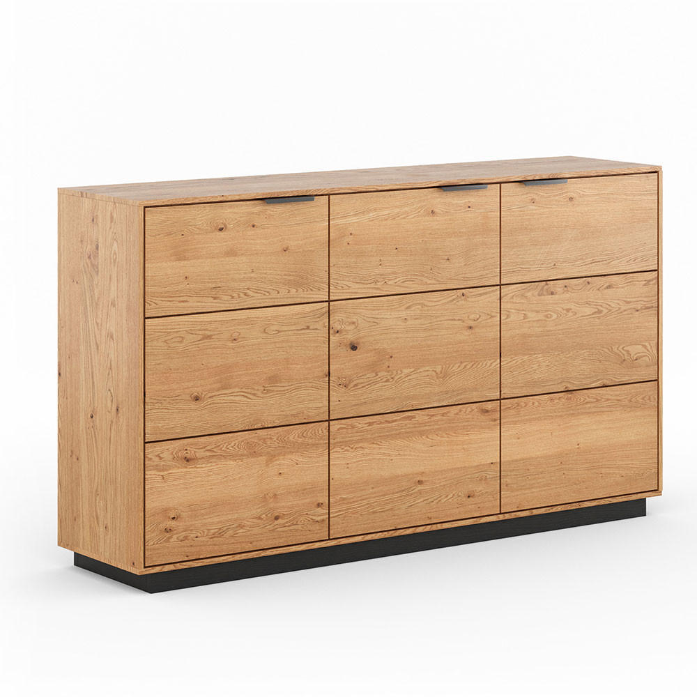 KOMMODE Tirano Eiche Natur 154 / 39 / 84cm - Eichefarben/Schwarz, Holz/Metall (154/84/39cm) - Feldmann-Wohnen