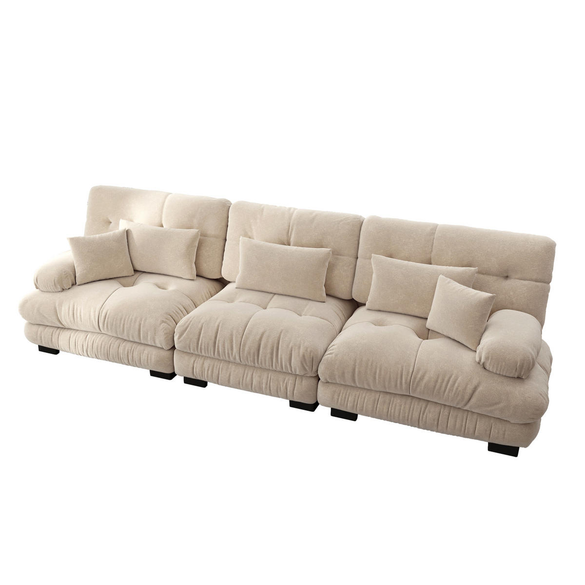 SOFA modular mit Tiefensitz Chenille Light Coffee - Beige, Kunststoff (77/81/313cm) - Meubliv
