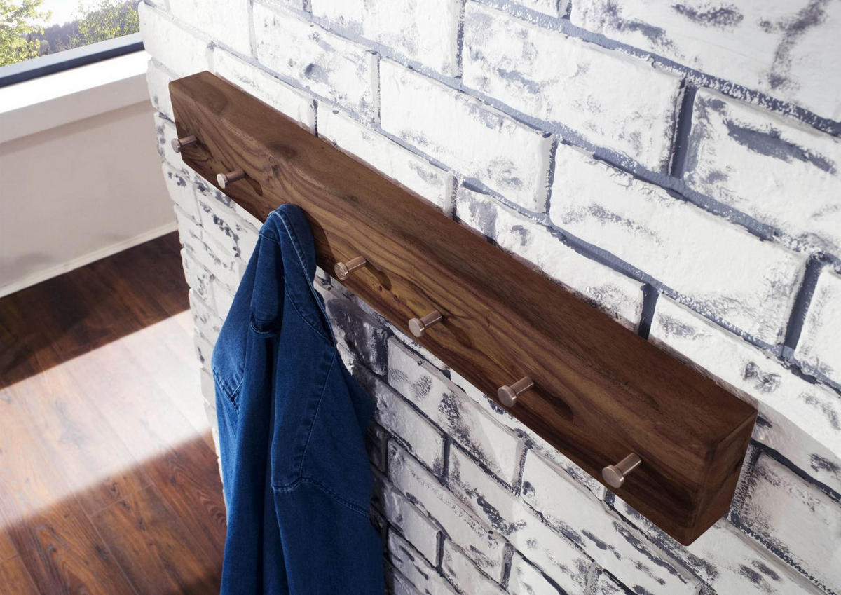 WANDGARDEROBE Sheesham 70x5x10 smoked cherry gebeizt TORONTO #140 - Dunkelbraun, Holzwerkstoff (70/10/5cm)