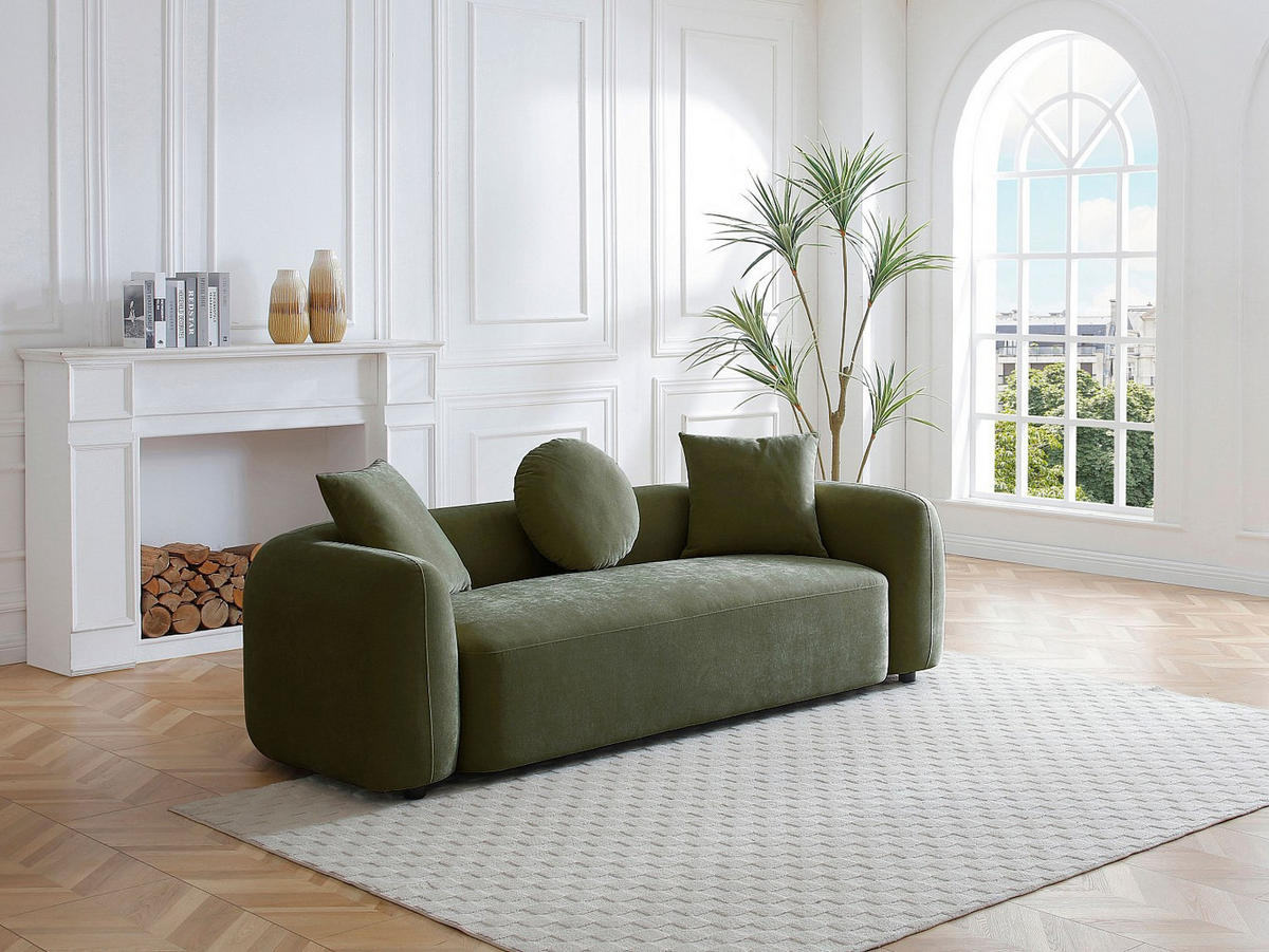 SOFA - 3 Personen - stoff - grün Oxila - Grün, Kunststoff/Textil (229/65/97cm) - Vente-Unique
