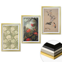 WANDBILDER 3er Set - 40x60 cm Goldrahmen - Blumen, Vögel, Natur - Goldfarben, Kunststoff (40/60cm) - ArtPrintCave