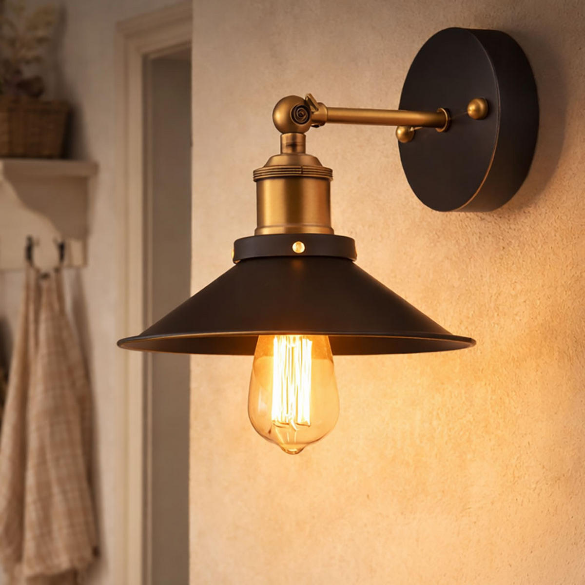 WANDLEUCHTE LENIUS Metall Schwarz schwenkbar - Schwarz, Metall (22/20/26cm) - Globo Lighting